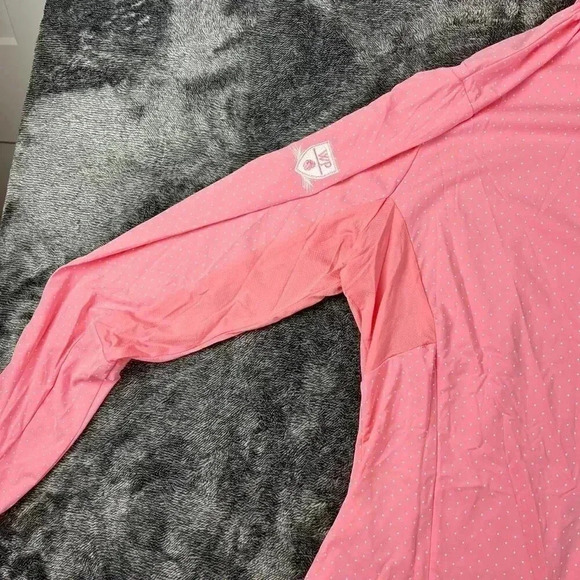 Footjoy Women's 1/4 Button Up Pullover Long Sleeve Polka Dot Pink Golf M/L - Picture 10 of 11